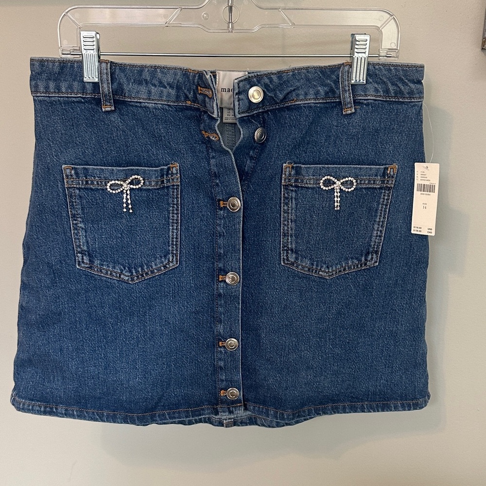 Maeve Blue Denim Mini Skirt with Button Detail